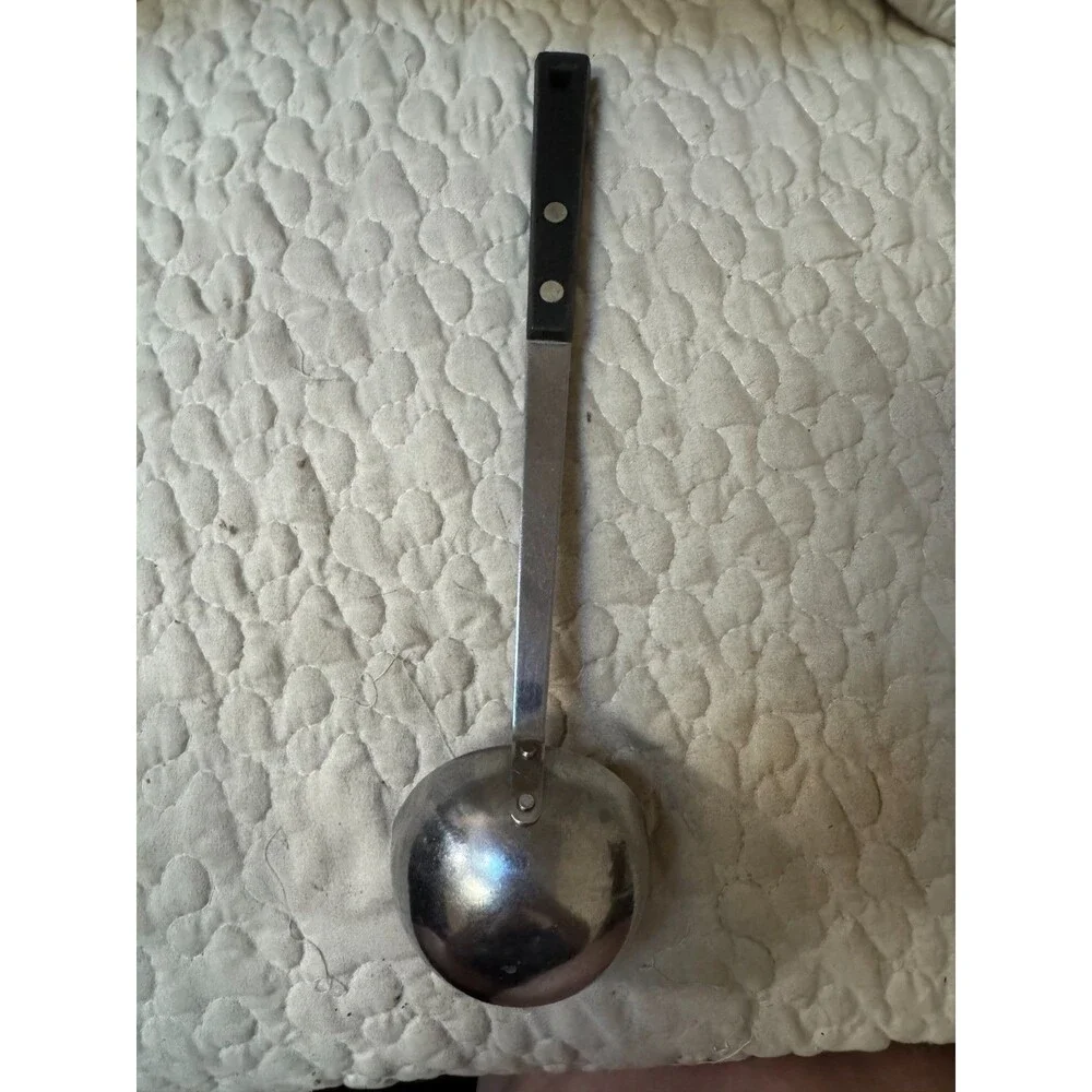Vintage Household Stainless Steel USA Measuring Scoop Ladle black Handle